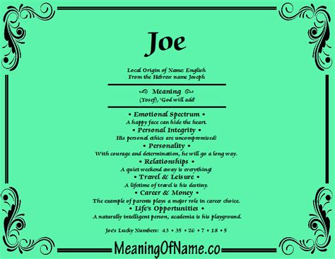 meaning of joe